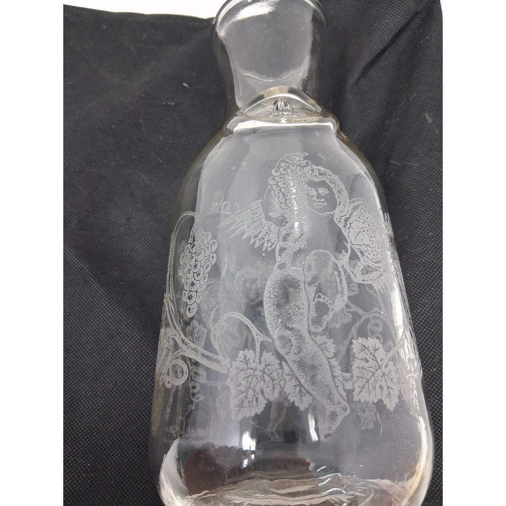 PAUL MASSON Vineyards ETCHED GLASS CARAFE 1989 NORMAN KOSARIN Floral